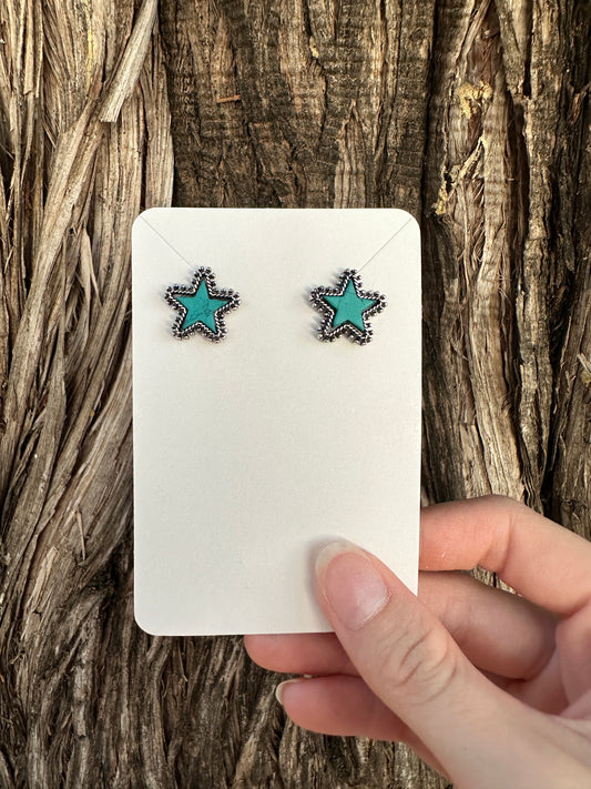 Turquoise star stud earrings