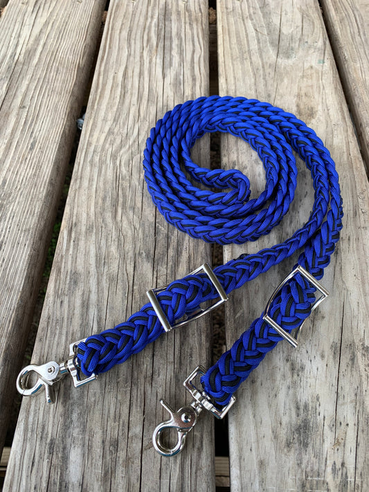 Electric blue and black reins