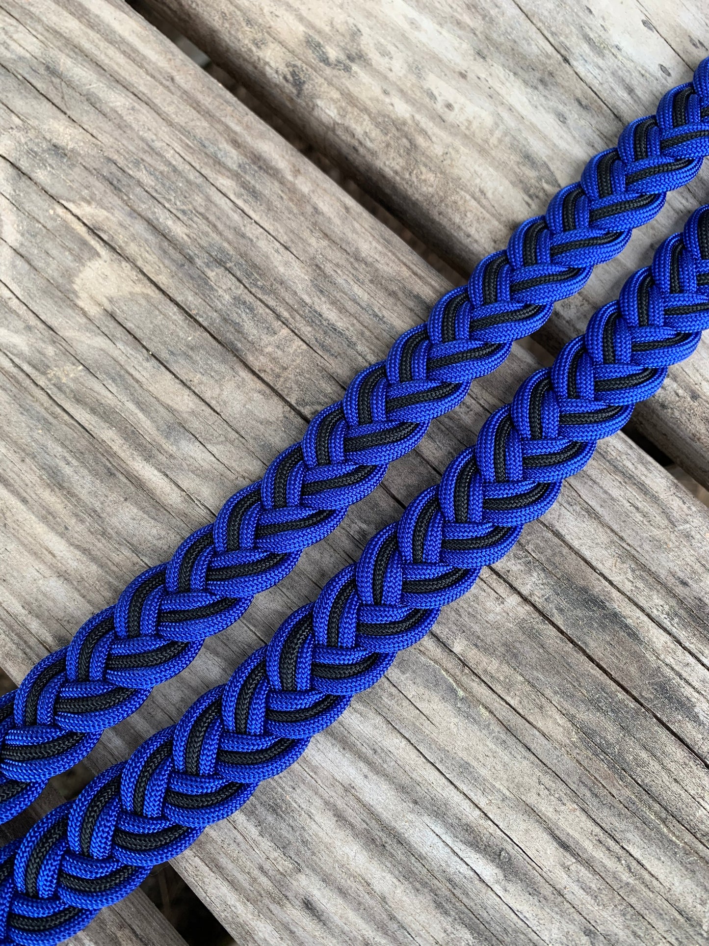 Electric blue and black reins