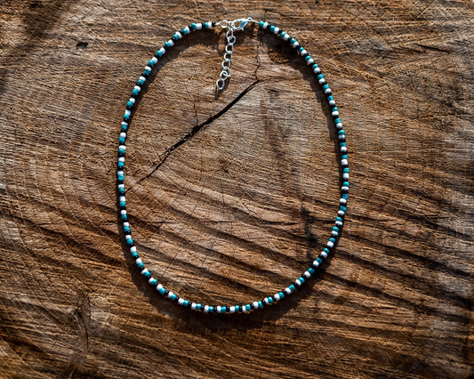 Black white and turquoise choker necklace