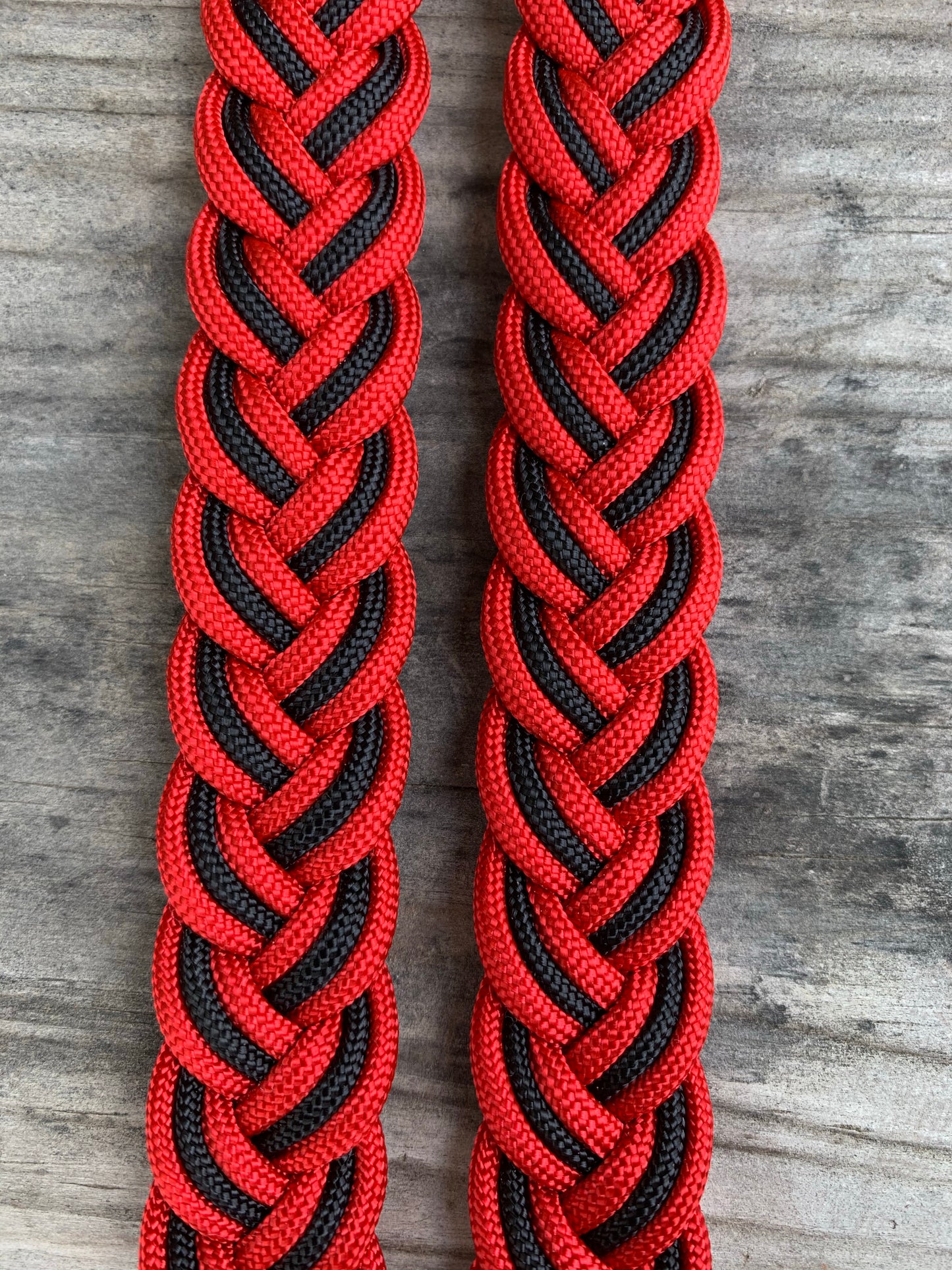 Red and black reins