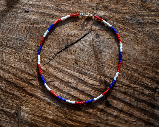 Red white and blue choker necklace