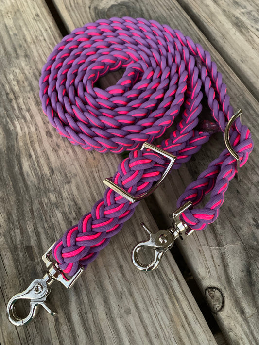 Lilac purple and hot pink reins