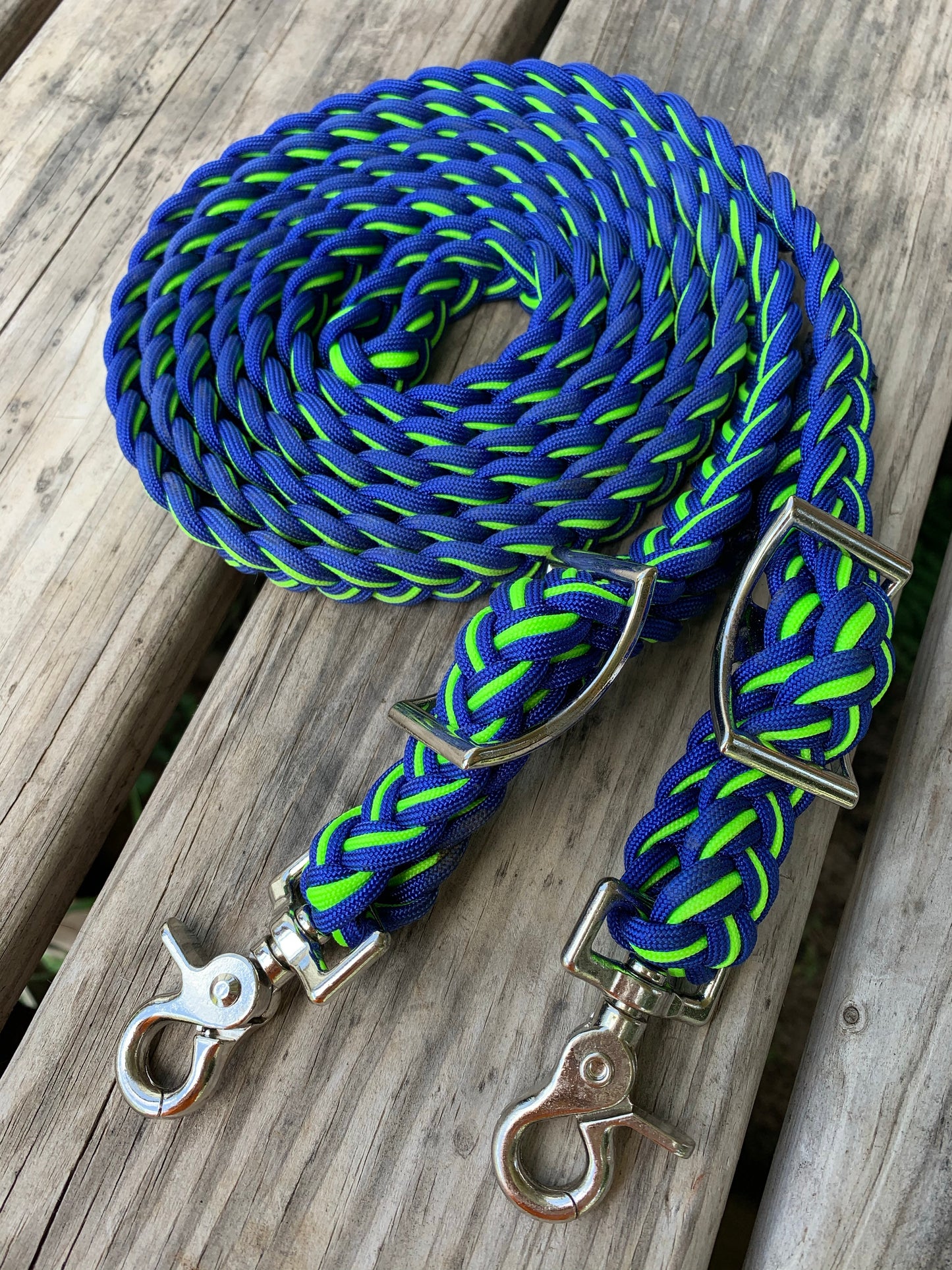 Green And electric blue reins