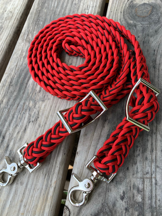 Red and black reins